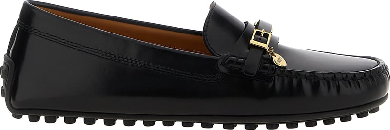 Tod's Black Calfskin Slip-On Loafers