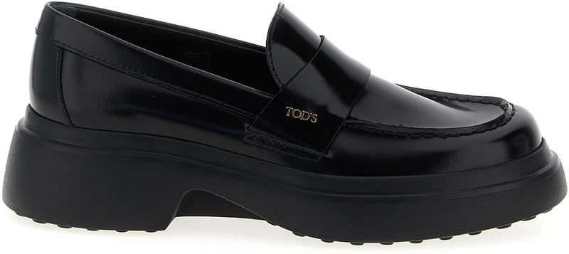 Tod's Black Calfskin Slip-On Loafers