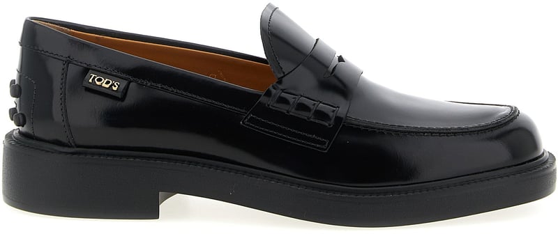 Tod's Black Calfskin Slip-On Loafers