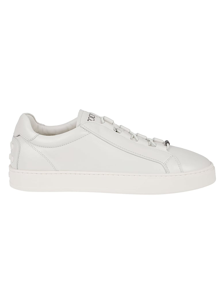 Low-Top Textured Accent Leather Sneakers