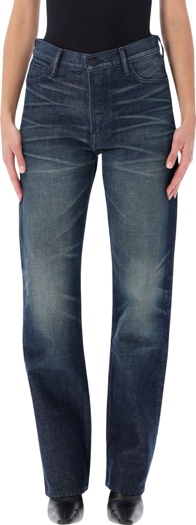 15 Oz Stonewashed Denim Low Waist Boyfri Blu