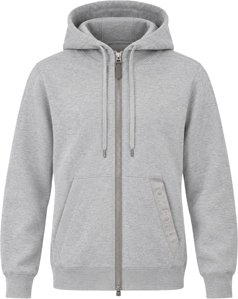 Tom Ford Grey Cotton Men Zipper Jacket (L)