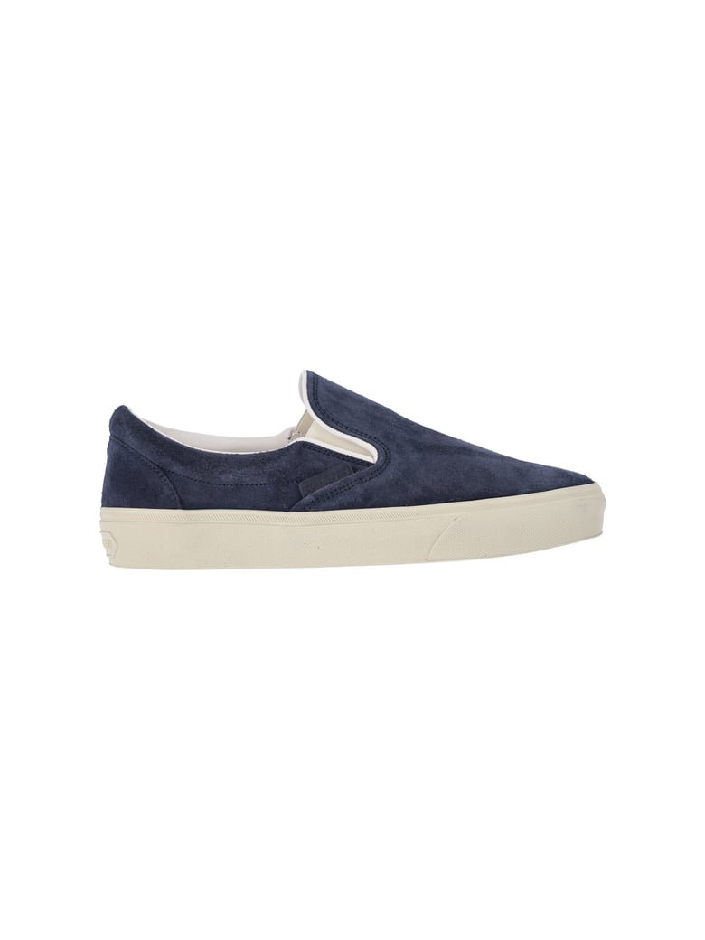 Suede Slip-On Sneakers with Elastic Side Panels