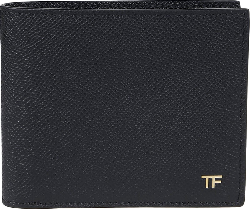 T Line Logo Plaque Classic Bifold Wallet Black