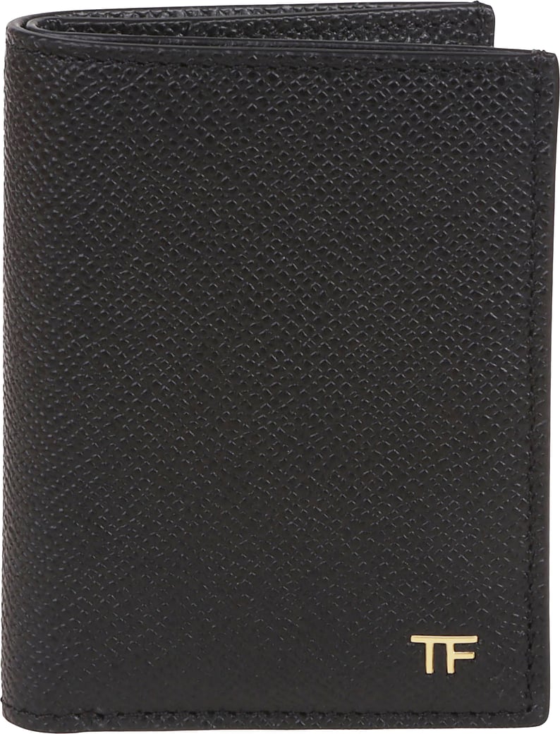 T Line Logo Plaque Folding Credit Card Holder Black