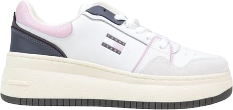 Tommy Hilfiger Jeans White Suede Leather Platform Sneakers