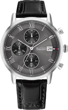 Tommy Hilfiger Horloge TH1710794 Kane Staal Quartz met Leren Horlogeband 42mm