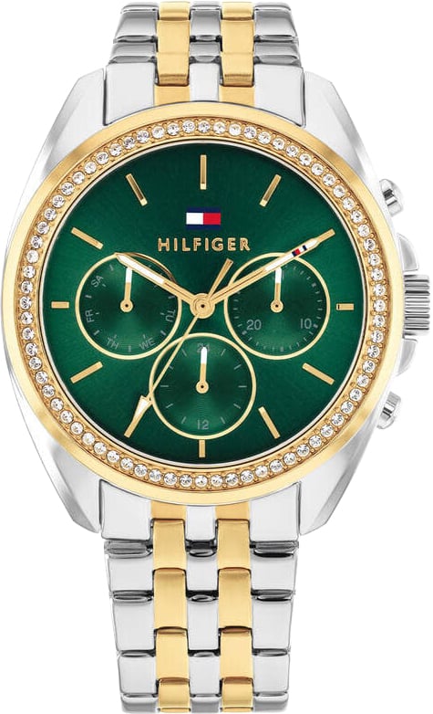 Tommy Hilfiger Horloge TH1782969 Mellie Staal Bi-color Quartz Chronograaf met Groene Wijzerplaat 36mm