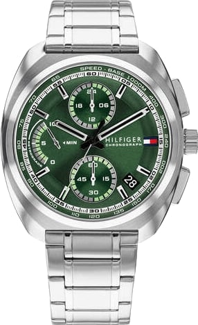 Tommy Hilfiger Horloge TH1792274 Cole Staal Quartz Chronograaf met Groene Wijzerplaat 41mm