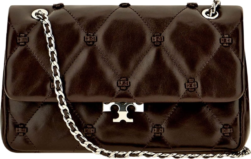 Tory Burch Chocolate leather Bunny small shoulder bag