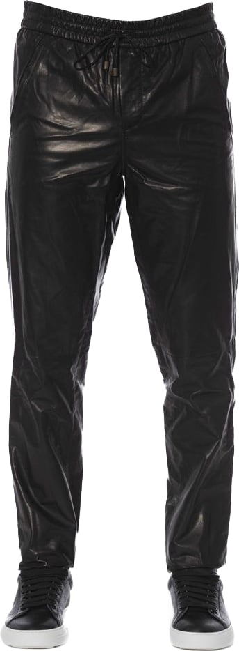Trussardi Black Lamb Leather Men Pant