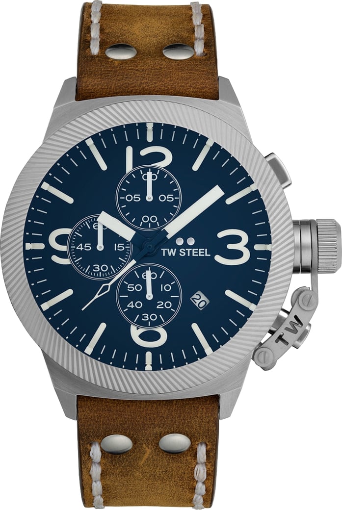 TW Steel TWCS106 Canteen Steel Chrono Bruin leer 45mm