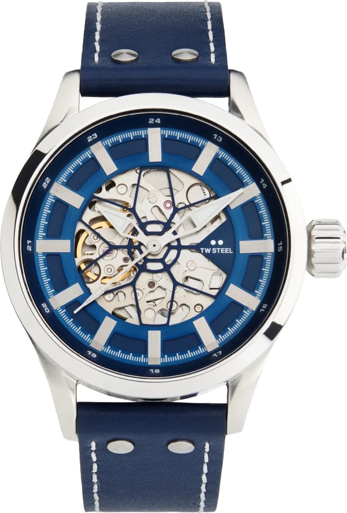 TW Steel TWVS132 Skeleton Staal Blauw 45mm