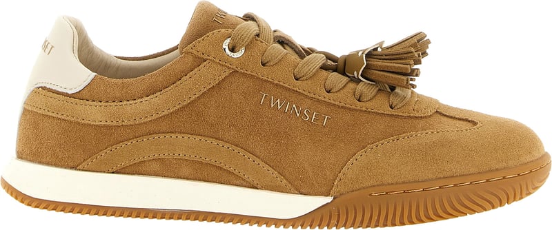 Twinset Beige Leather Low Top Sneakers