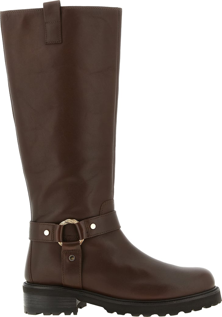 Twinset Brown Leather Over The Knee