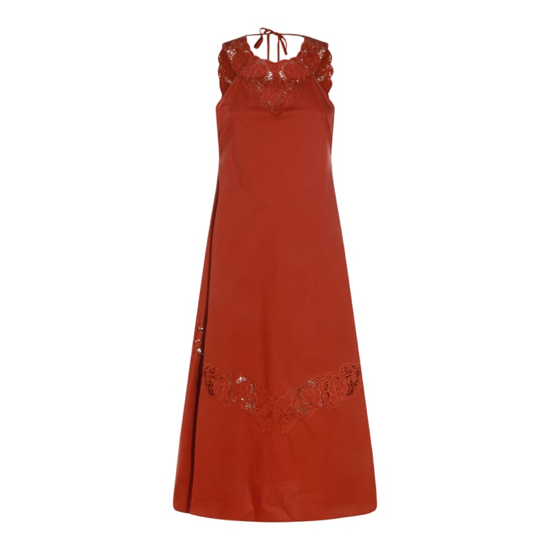 A-Line Midi Dress With Floral Lace Detailing