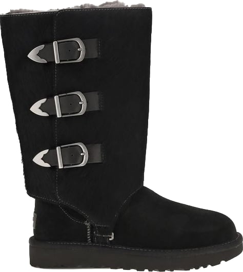 UGG Black Suede Leather Lace-Up Boots