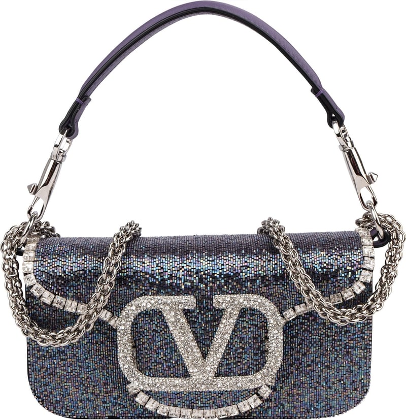 Valentino Garavani Crystal Embellished VLogo Signature Crossbody Handbag
