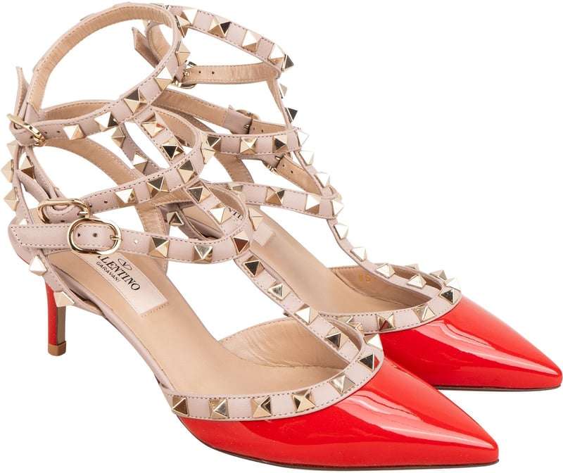 Valentino Garavani Multicolor Patent Leather Rockstud Multi Ankle Strap Pumps (35)