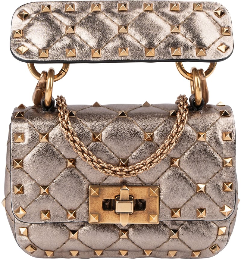 Valentino Garavani Quilted Metallic Leather Mini Rockstud Spike Crossbody Handbag