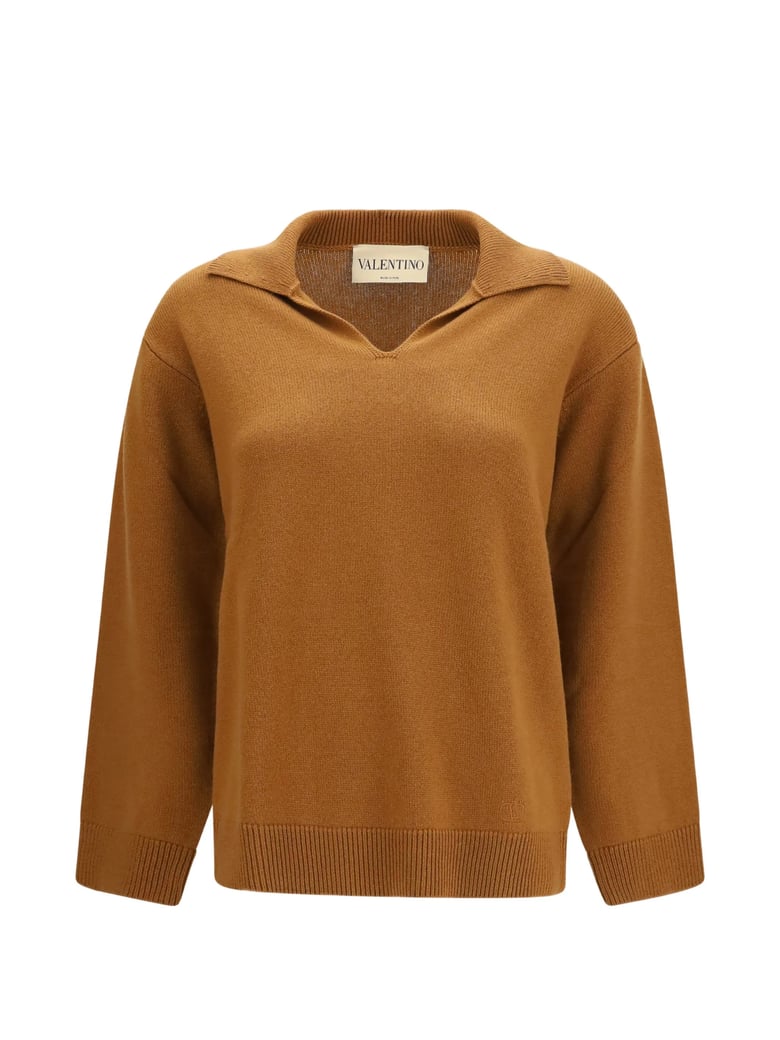Earthy Wide V-Neck Cashmere Sweater