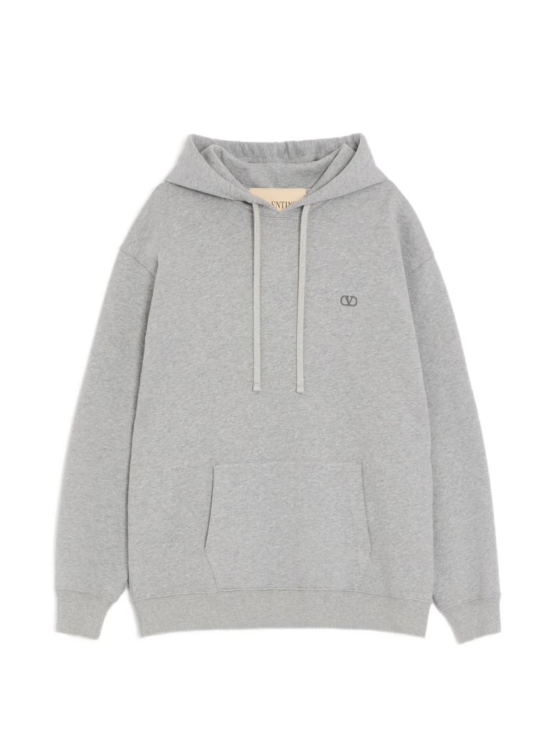 Light Grey Jersey Felpa Cotton Hoodie
