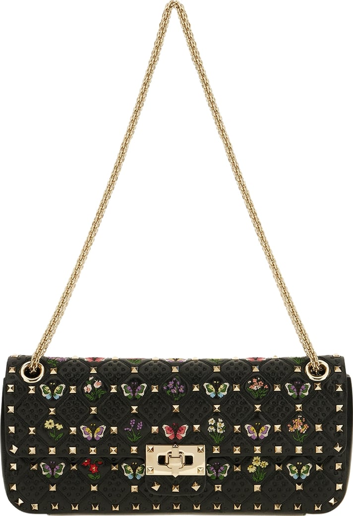 Valentino Embroidered leather Rockstud Spike shoulder bag