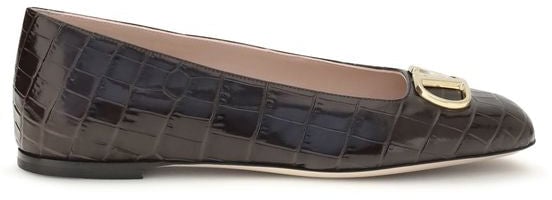 Valentino Garavani Brown Calf Leather Bos Taurus Ballet Flats