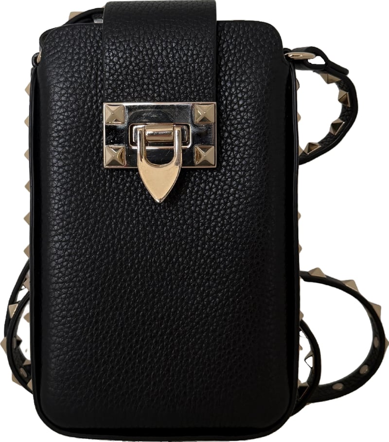Valentino Garavani Rockstud Phone Case Leather Black