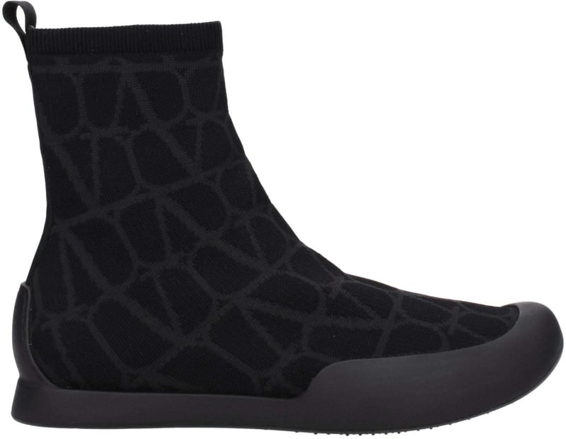 Valentino Garavani Black Fabric High Top Sneakers