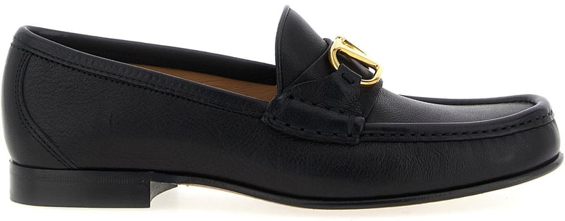 Valentino Garavani Black Buffalo Leather Slip-On Loafers