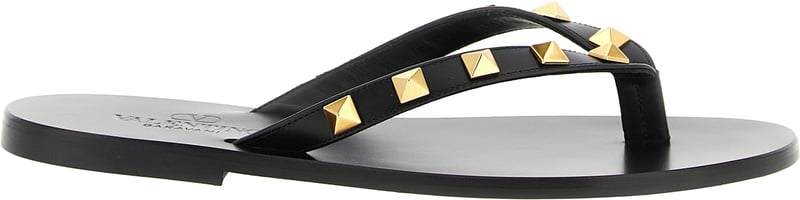 Valentino Garavani Black Calfskin Slides