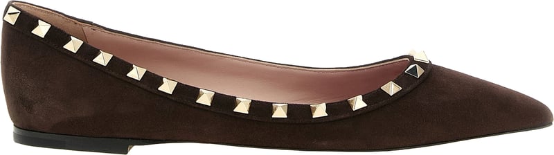 Valentino Garavani Brown Calfskin Ballet Flats