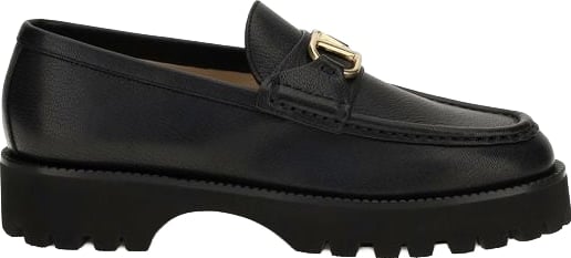 Valentino Garavani Black Calf Leather Bos Taurus Platform Loafers