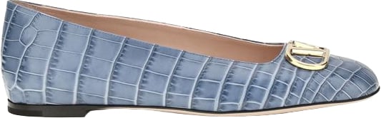 Valentino Garavani Blue Calf Leather Bos Taurus Ballet Flats