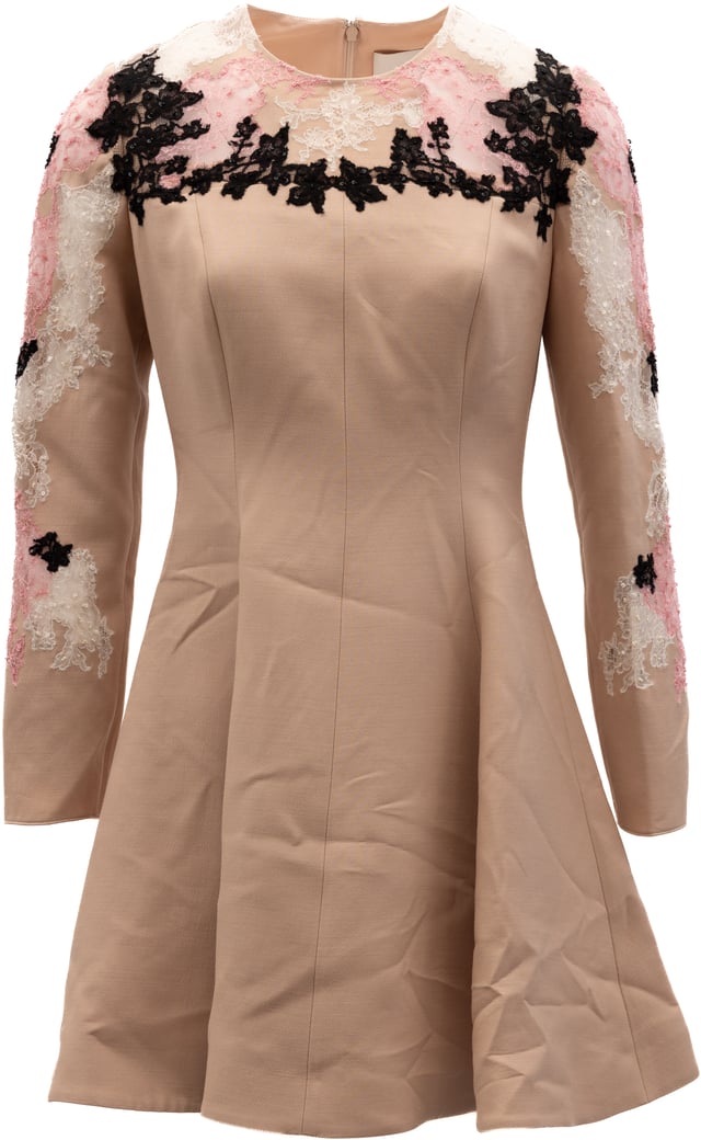 Valentino Garavani Beige Lace Cocktail Dress