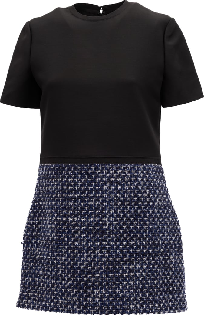 Valentino Garavani Black and Blue Tweed Mini Dress