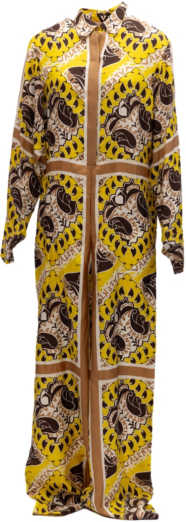 Valentino Garavani Yellow Paisley Print Wide-Leg Jumpsuit