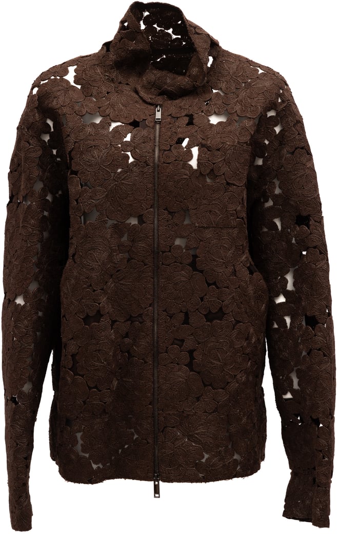 Valentino Garavani Brown Floral Lace Jacket