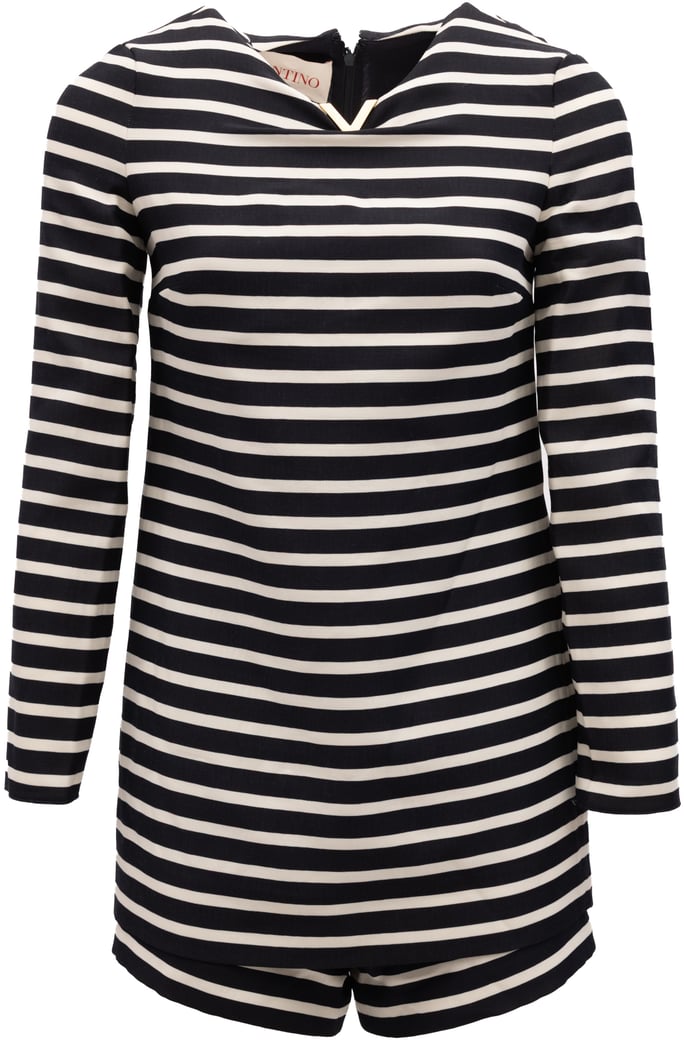 Valentino Garavani Black and White Striped Romper