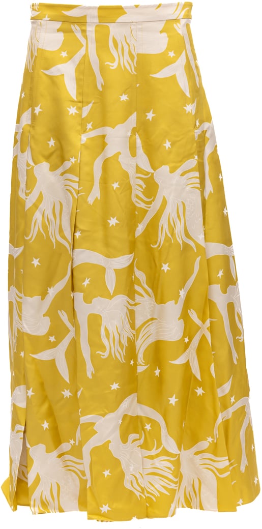 Valentino Garavani Yellow Printed Maxi Skirt
