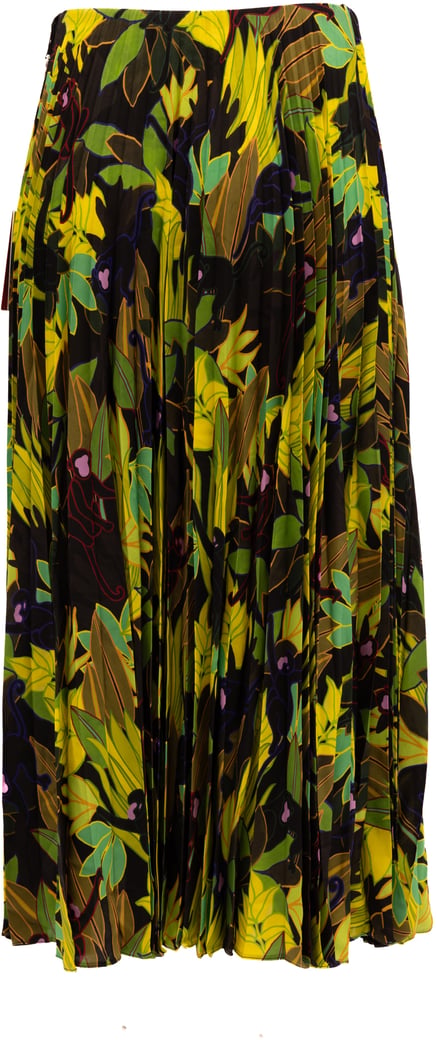 Valentino Garavani Green Print Pleated Skirt