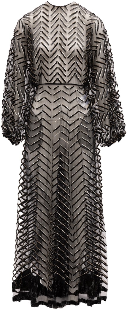 Valentino Garavani Black Embroidered Evening Dress