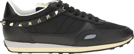 Valentino Garavani Black Calf Leather Bos Taurus Athletic Sneakers