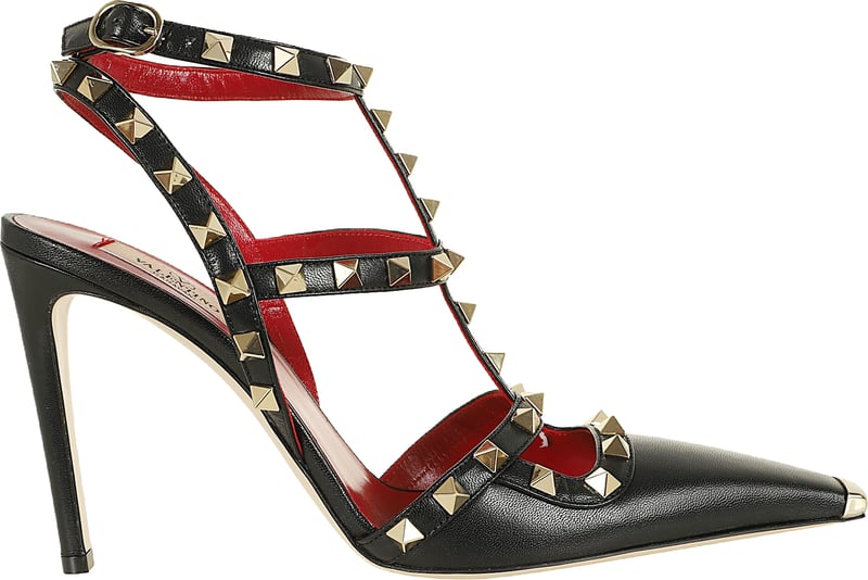 VALENTINO GARAVANI ANKLE STRAP | ROCKSTUD | T. 100 | CAPRETTO/PLATINUM STUD/PLATINUM TIP