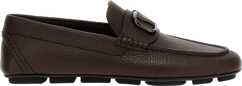 Valentino Garavani Brown Calfskin Slip-On Loafers
