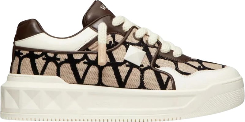 Valentino Garavani One Stud XL White/Beige Natural low-top sneakers