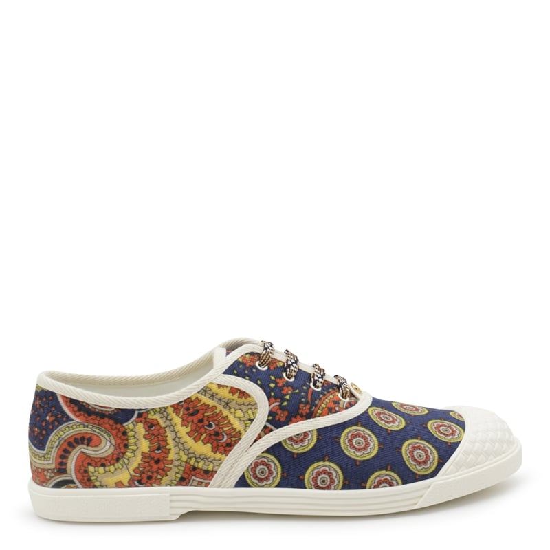 Multicolor Cotton Leather Sole Sneakers