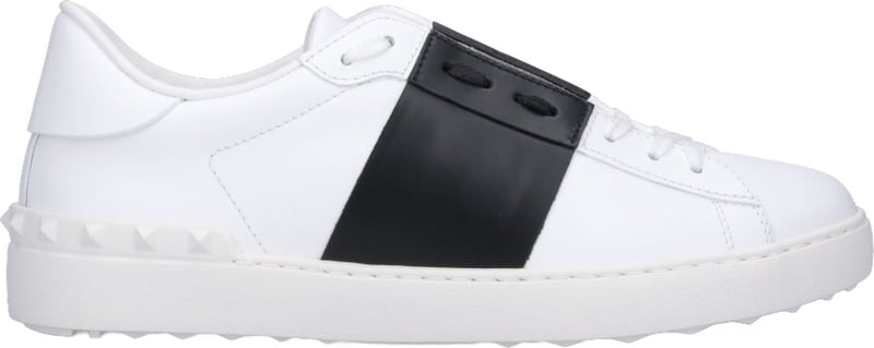 Open Midfoot Strap Leather Sneakers