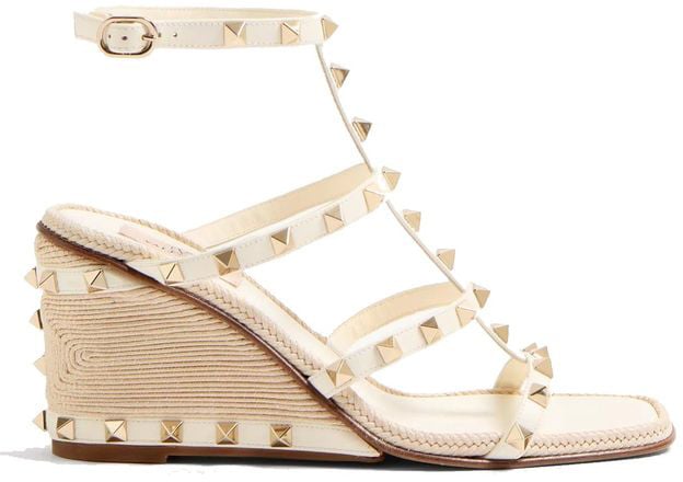Valentino Garavani Beige Calfskin Wedge Sandals